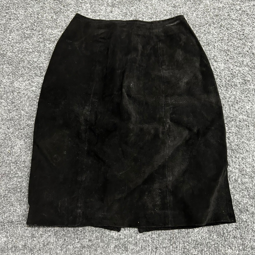 Chia Skirt Womens Size 2 Black Suede Leather Pencil Slim Fit Solid Minimalist